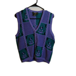 ORVIS Vintage grandmacore patchwork cable knit sweater vest womens size med